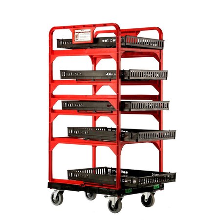 EFFIZIENT 23” Retail Cart, 2 swivel casters w. brake, 2 swivel casters. 5 shelves, 10 dividers, 10 separators EF23RC2SWGEN